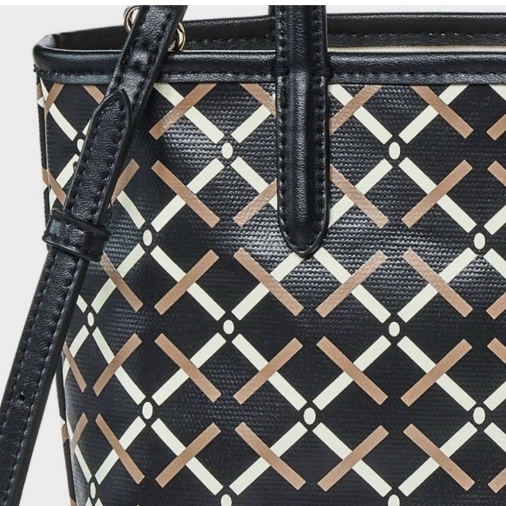 A NEW DAY NWT Mini Coated canvas
Tote Crossbody Bag Geometric Pattern -black - Picture 4 of 8